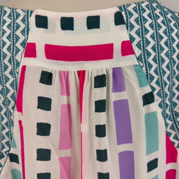 Savanna Jane Top Womens 2X Sleeveless Multicolor Geometric Print Top Embroidered - Picture 8 of 11
